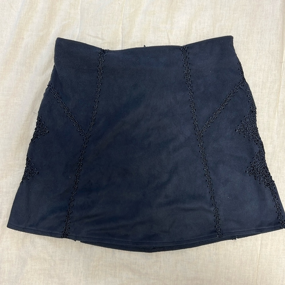 Navy Blue Suede Skirt